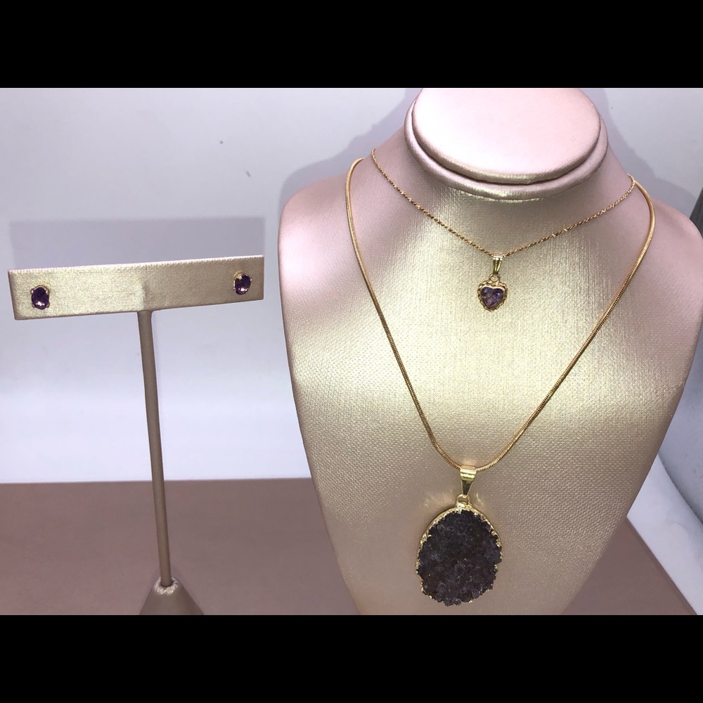 14k gold and amethyst ensemble
